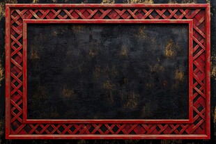 复古红框黑色背景画框