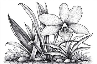手绘兰花植物图