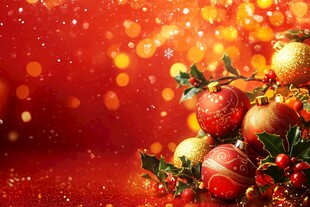 圣诞装饰 红金主题梦幻背景