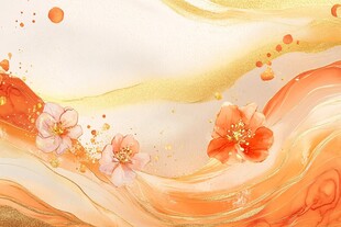 橙黄流韵间的烂漫春花