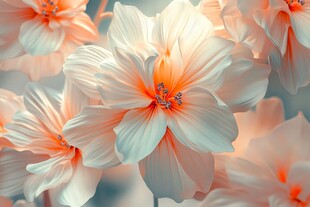 梦幻粉白花朵特写