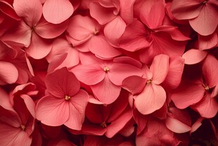 艳丽红绣球花特写