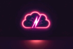 霓虹闪电云朵图标