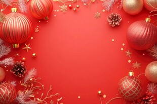 红色圣诞装饰边框背景图