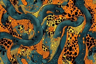 蛇与豹纹交织的奇幻图案