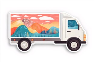 卡通货车上的梦幻风景