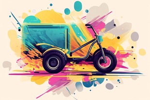 炫彩三轮电动车插画艺术