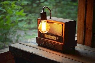 复古收音机配暖光灯泡