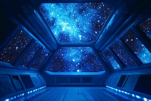 飞船内的璀璨星空奇景