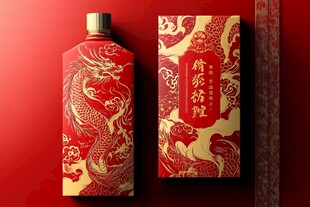 龙纹红瓶酒包装设计