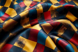 彩色格子纹理丝绸面料