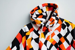 几何图案连帽衫时尚单品