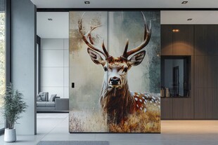 鹿主题壁画装点现代家居