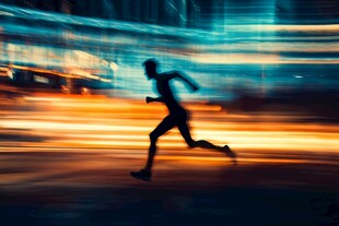 夜跑者的动感光影瞬间