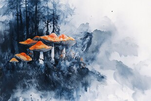 梦幻森林中的橙色蘑菇