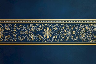 蓝底金色花纹装饰图案