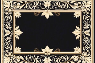 复古金色花纹黑色边框图案