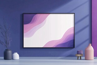 紫色系简约装饰画室内场景