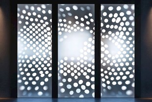 抽象点阵三联艺术屏风