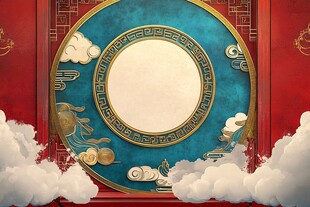 中式古典祥云边框背景图