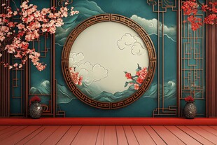 中式古风典雅墙面装饰图