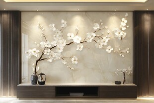 中式梅花背景墙客厅装饰