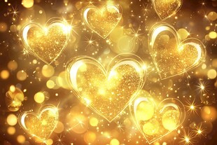 金色闪耀爱心梦幻背景图