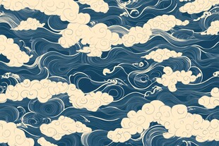 中式云浪图案背景纹理