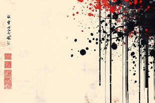 水墨泼洒中式艺术意境图