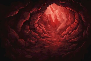 神秘血红洞穴通道