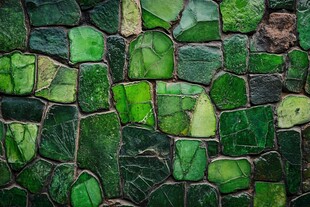 翠绿碎瓷拼贴墙面纹理