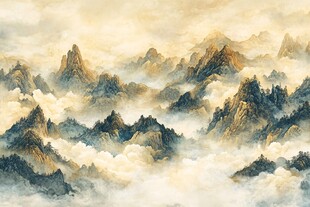 云雾缭绕的壮美群山景色