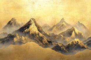 金色山峦云雾间美景