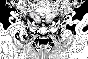 中式传统鬼神形象插画