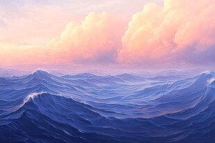 梦幻海上晚霞壮丽景象