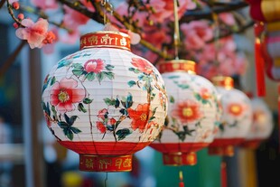 中式灯笼绽放春日浪漫