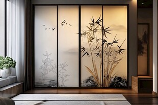 中式竹景移门 雅致家居风