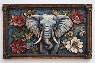 象与繁花装饰画