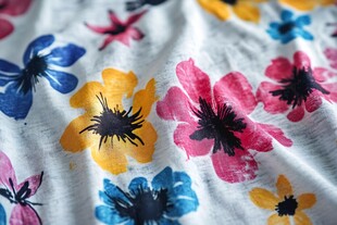 多彩花卉印花布料