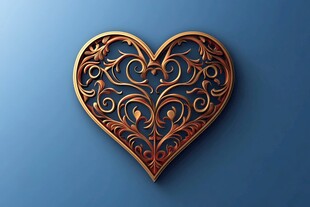 金色雕花爱心装饰图案