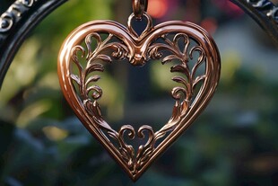 铜制镂空心形精美挂饰