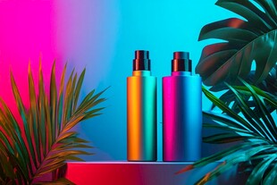 多彩瓶身搭配热带植物