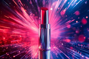 炫彩背景中的时尚口红