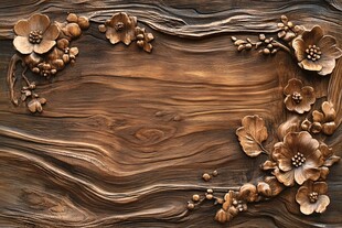 木雕花卉边框纹理图案