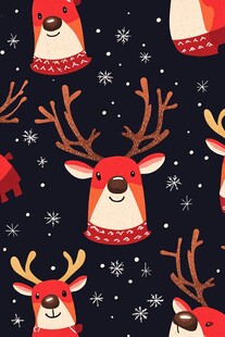 圣诞驯鹿雪花图案背景
