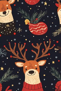 圣诞驯鹿节日图案背景