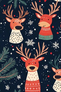 圣诞驯鹿雪花装饰图案