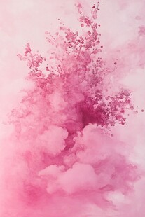 梦幻粉色烟雾绽放景象