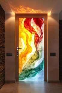 绚丽彩色玻璃门艺术之美