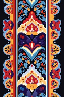 民族风彩色花卉装饰图案